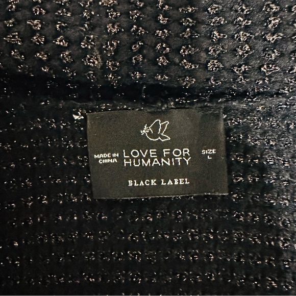 Love For Humanity Black Label Women’s Sz Large Black & Gold Long Sleeve Cardigan - Picture 4 of 9